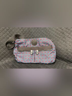 Kipling Geometric Pattern Crossbody Bag - Blue & Red